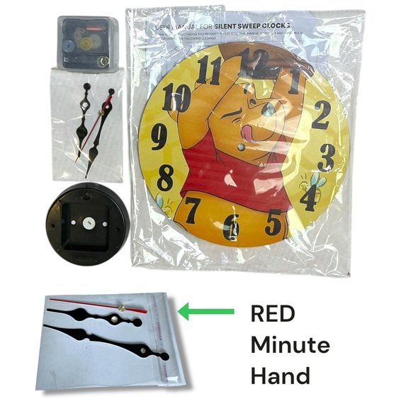 Winnie the Pooh Wall Clock Analog Quartz Round 10” Red Yellow - Picture 2 of 16